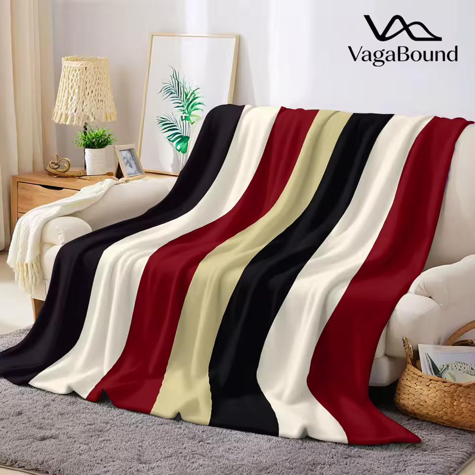 Stripe Flannel Blanket Warm Soft Halloween Christmas Decorative Couch Warm Cozy All-Season Gift