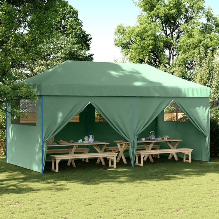 VidaXL Folding Pop-Up Party Tent 4 Sidewalls Green, Tent, Awning Tent, Gazebo Awning, Tent 4004952