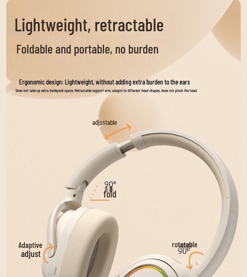 New Wireless Over-Ear Bluetooth Gaming Headset with Noise-Cancelling and Card Slot