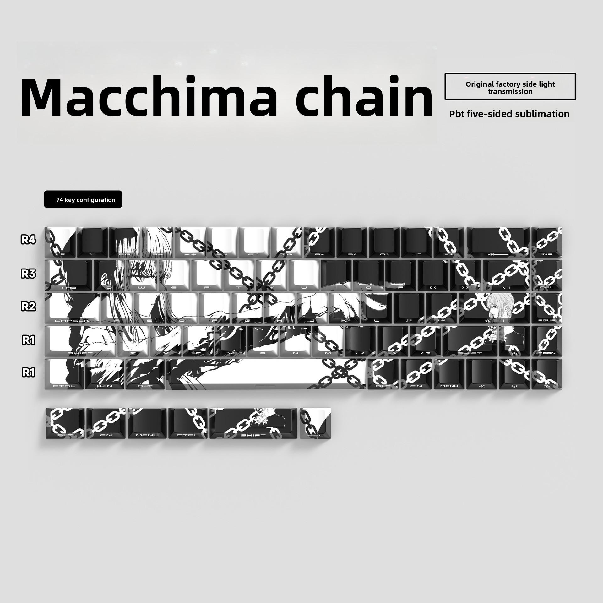 Chains Makima-stijl Keycaps - Hoge Side-printed Translucent PBT Keycaps, Compatibel met 60%/68%/75% Toetsenborden