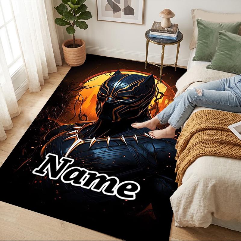 Personalized Name Superhero Power Living Room Non-Slip Area Rug Soft Carpet for Bedroom Playroom Sofa Office Home Decor Doormat