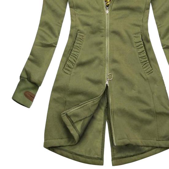 Women Hooded Coat Floral Print Patchwork Autumn Winter Drawstring Zipper Irregular Bottom Sweatshirt for Daily Wear