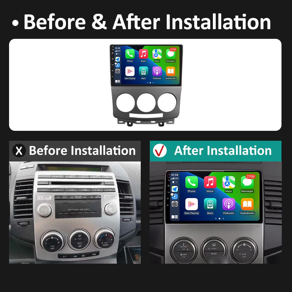 9 Inch Android Auto For MAZDA 5 2005 2006 2007 2008 2009 2010 Wireless Carplay Cooling Fan WIFI QLED IPS Screen WIFI Accessories