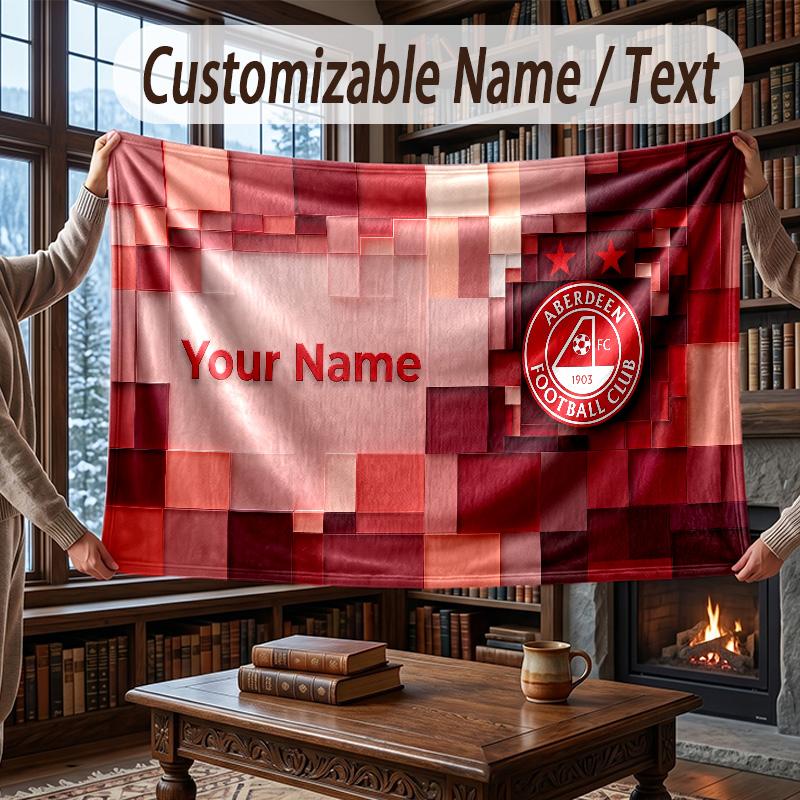 Custom Name Flannel Throw Blanket Aberdeen FC Pattern Warm Home Decoration
