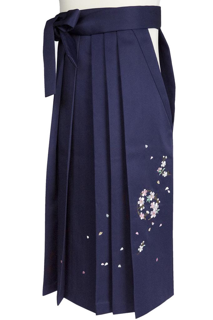 Single pentru fete [KYOETSU] Hakama, brodat, simplu, articol, (75cm, bleumarin)