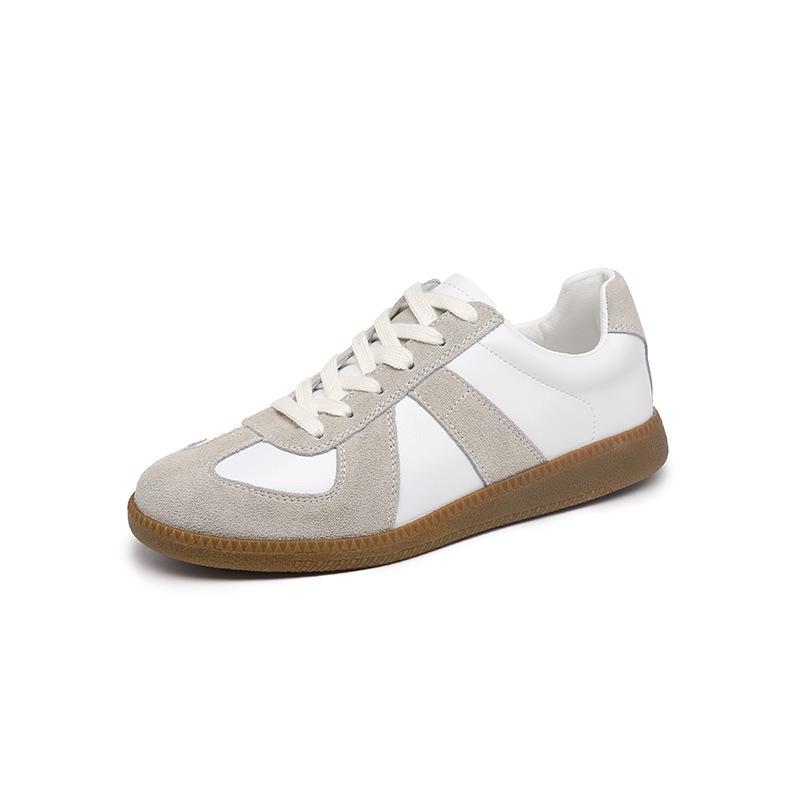 Su Yinyin German Training Shoes Women's 2025 New Casual Sports Shoes Retro Soft Leather White Shoes Flat Single Shoes Summer