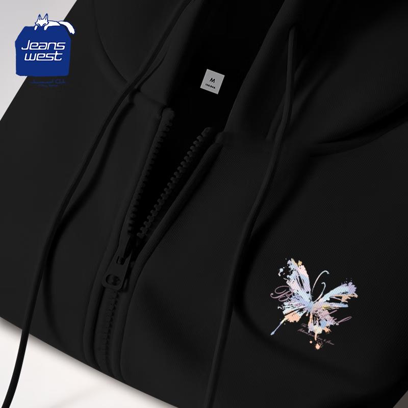 Jeanswest Club Women's 2025 Spring/Autumn Short Hooded Sweatshirt