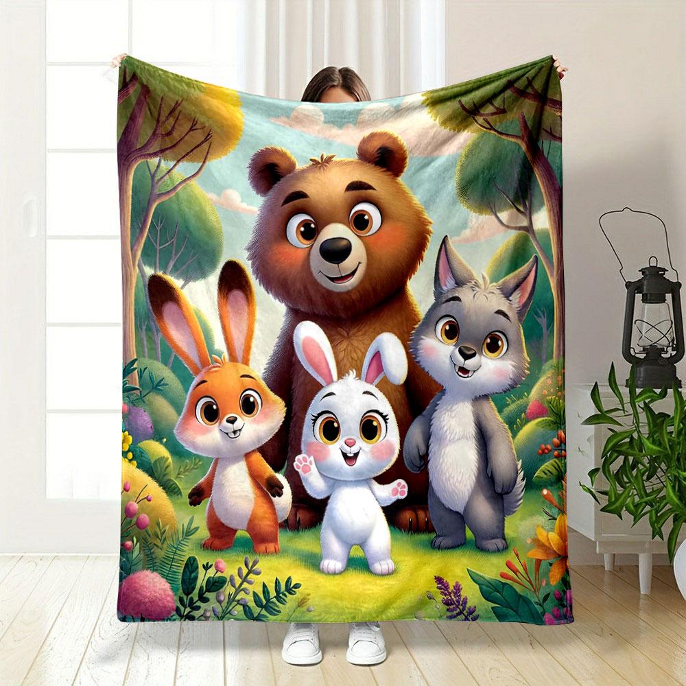 Cute Forest Animal Friends Print Blanket Soft and Cozy Perfect for the Living Room Bed Sofa or a Nap,gift
