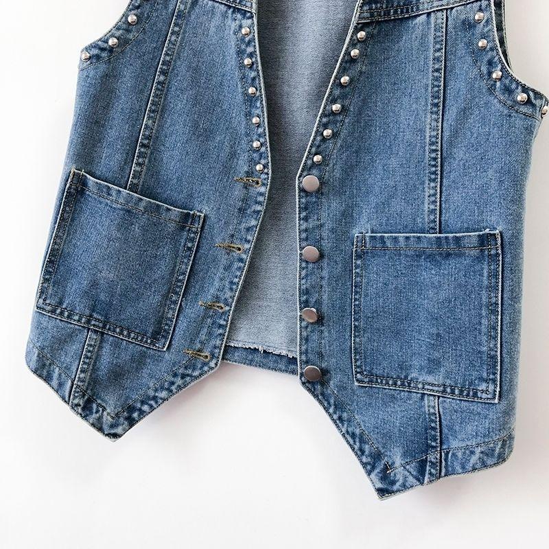 Plus Size Women's Denim Vest Korean Sleeveless Denim Vest Loose Belly Cover Jacket Trend Female Tops