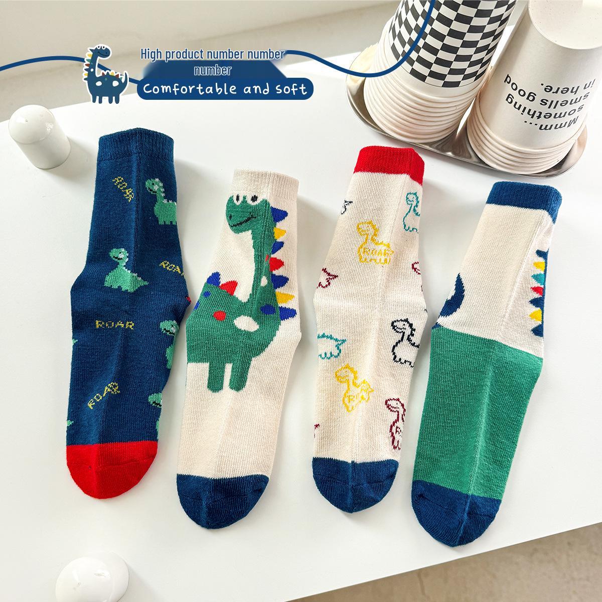 

Дитячі шкарпетки до середини литки на весну 2025 року, дихаючі, з мультяшним малюнком, у коледжному стилі - бавовняні для хлопчиків та дівчаток L 5-8 years