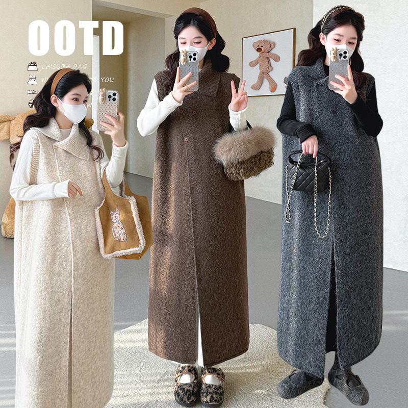 

2025 Autumn/Winter Maternity Korean-Style Medium-Long Vest & Base Layer Dress Set 2XL