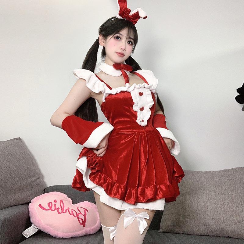 Red Sexy Christmas Dress Autumn Dress Women's Suspender Dress Women's Robe Battle Dress 6