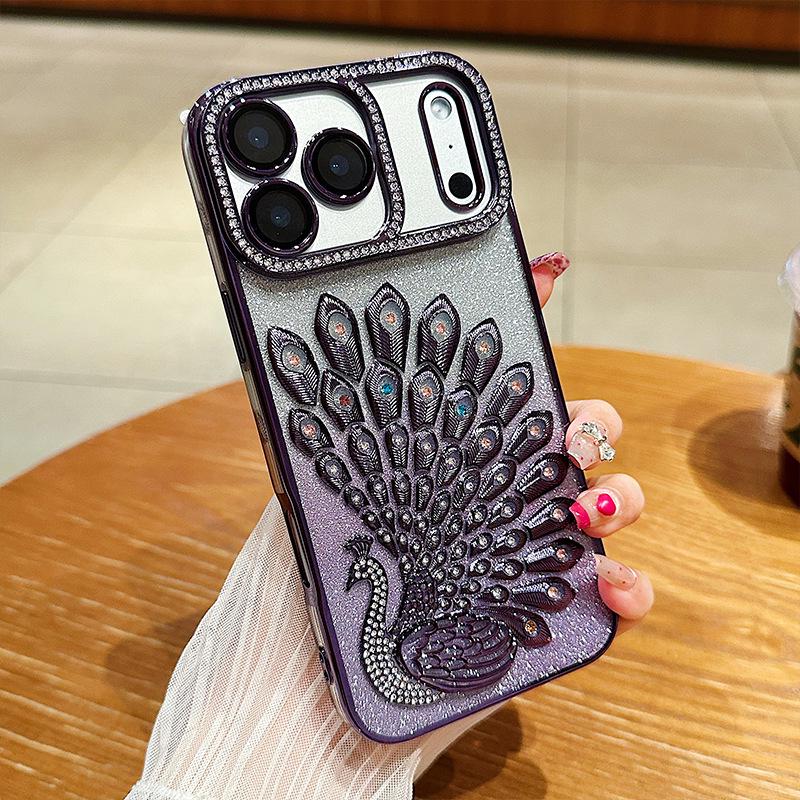 Bunte Diamant-Pfauen-Gradienten-Handyhülle für iPhone 17 Pro Max