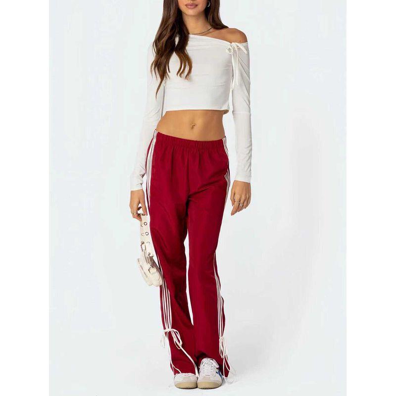 Edikted New Arrival American Niche Style Remy Ribbon Sweatpants Side Stripes Casual Wide-Leg Pants Easiest for Match Ladies