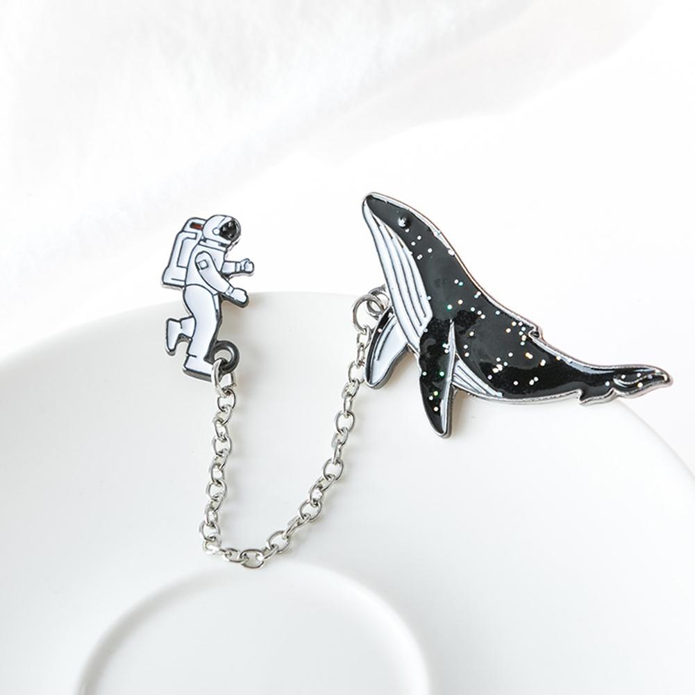 Women Brooch Cute Clothing Badge Adorable Whale Shape Shining Inlaid Collar Needle