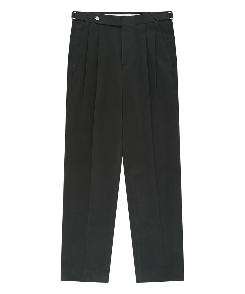BELLIEF Essential Gaberdine Heavy Double-Pleated Relaxed Chino (Charcoal)