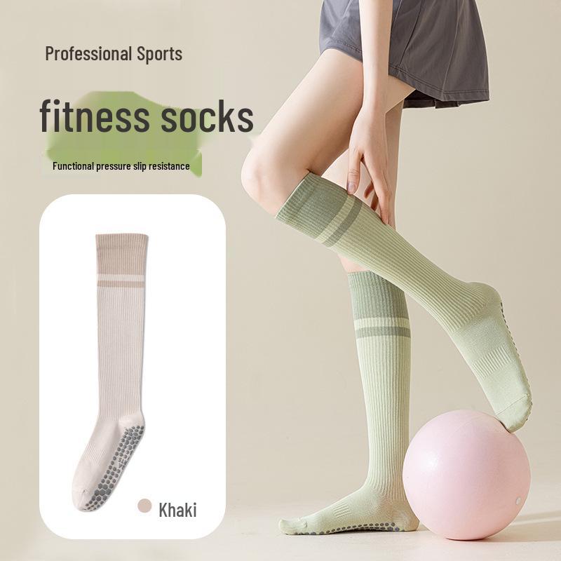 Calf Color Block Compression Socks: Non-Slip Yoga, Pilates, Cycling, Dance, and Fitness Thigh-Highs.