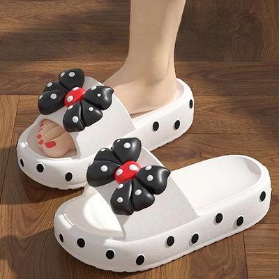 Strand Dicke Sohle Eva Hausschuhe Damen Dicke Plateau Schleife Indoor Zuhause Pantoletten Frau Leicht Rutschfest Badezimmer Flip Flops