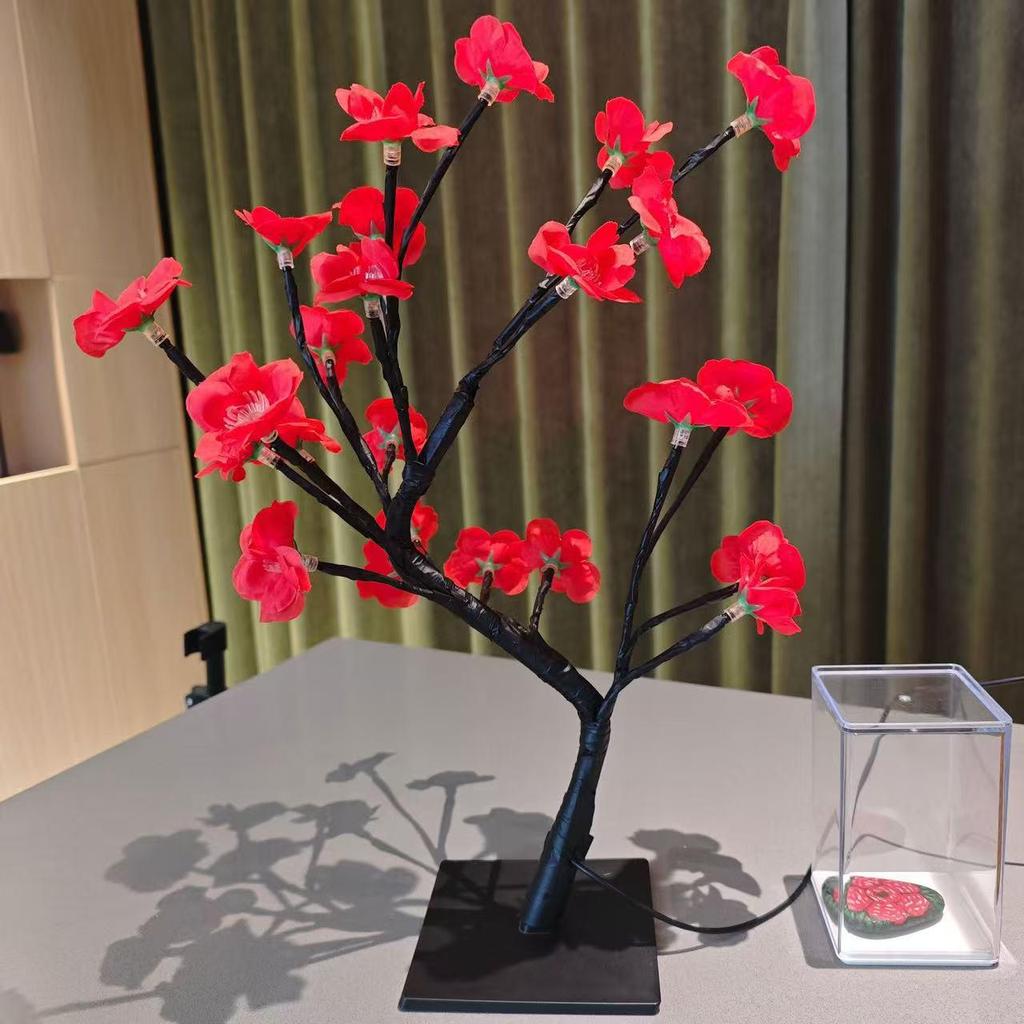 USB Dual Switch LED Rose Flower Tree Light - Table Decoration Night Light