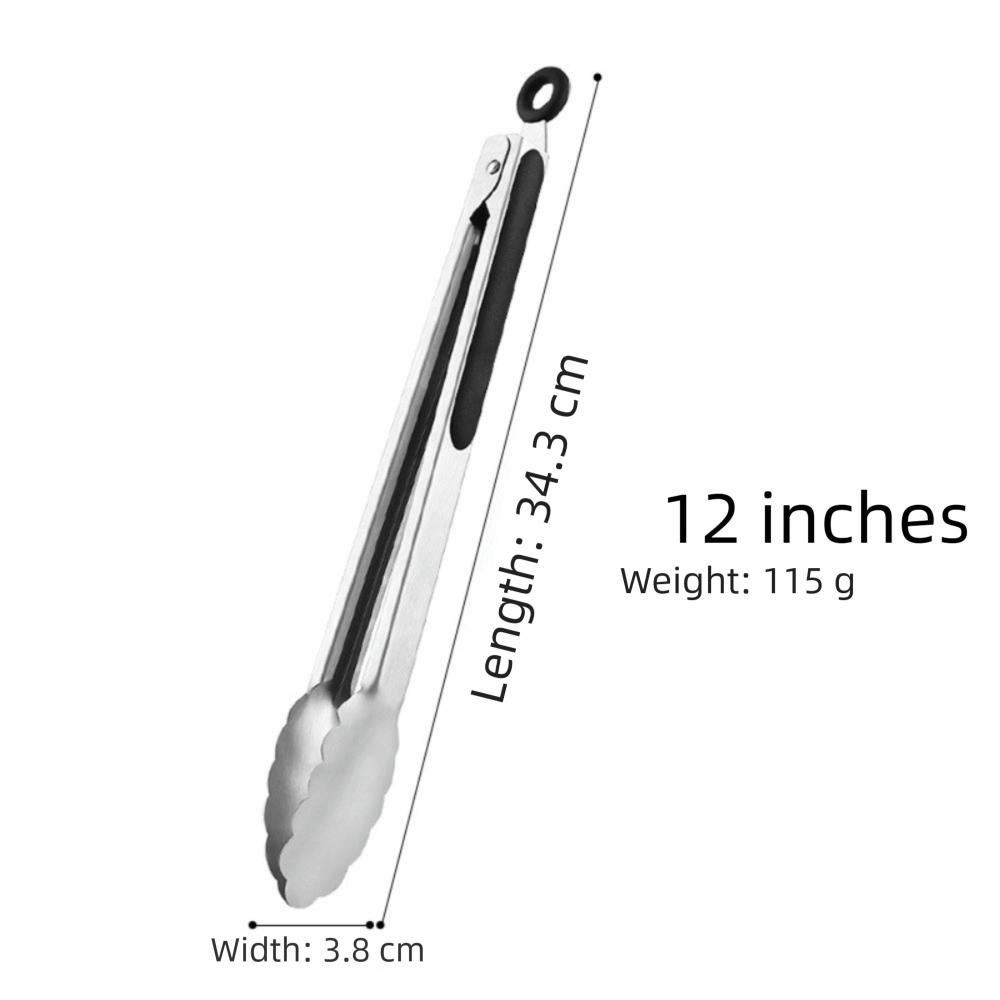 New Stainless Steel Barbecue Tongs Non-Slip Thickened Bread Tongs Lengthened Multifunctional Food Tongs Kitchen Gadgets