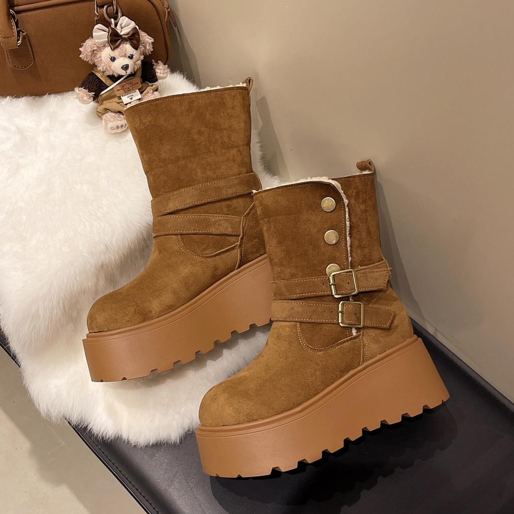 7026-2 Thick-soled Snow Boots Two Wear Martin Boots Women's 2025 Winter New Velvet Fashion Short Boots Non-slip Snow Boots