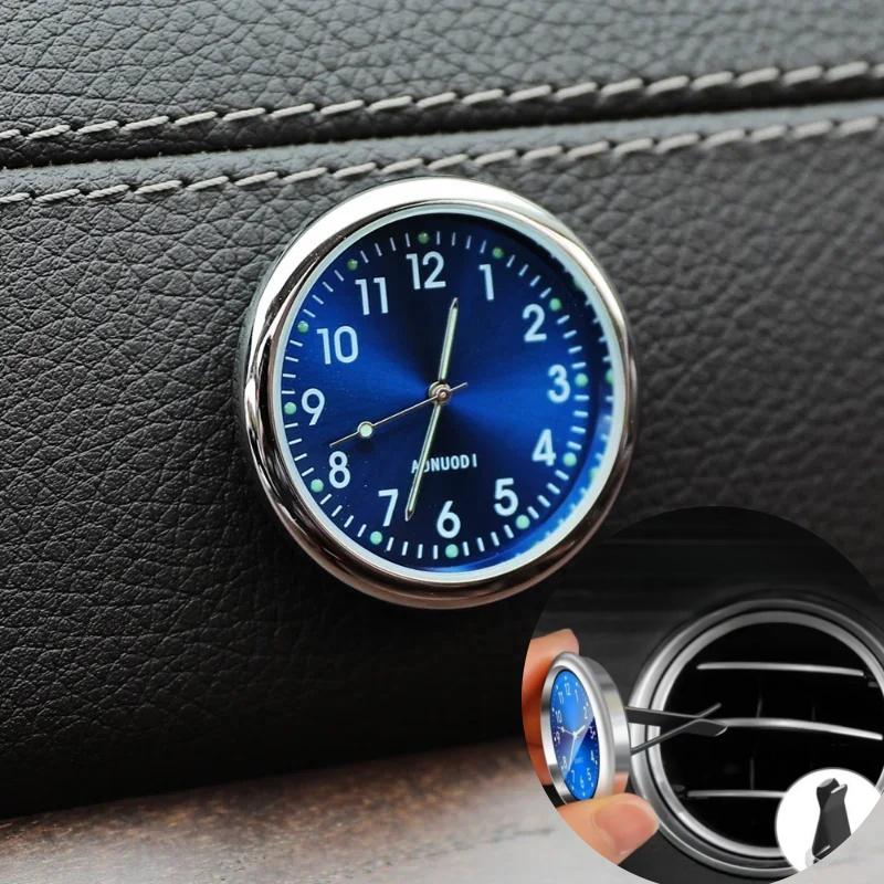 40mm Mini Car Clock Luminous Automobiles Internal Stick-On Digital Watch  Mechanics Quartz Clocks Ornament Car Interior Decor