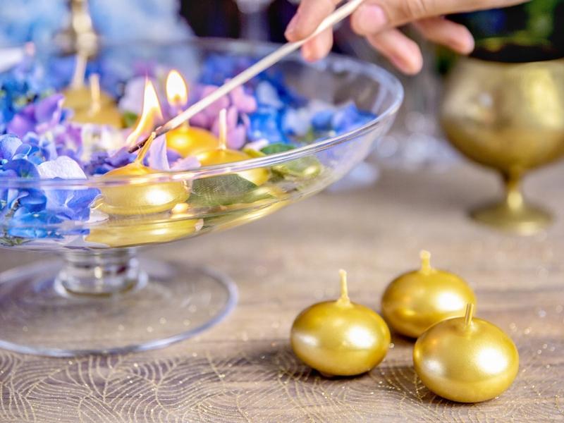Floating Candle, Metallic, Gold, 4cm, 1pc