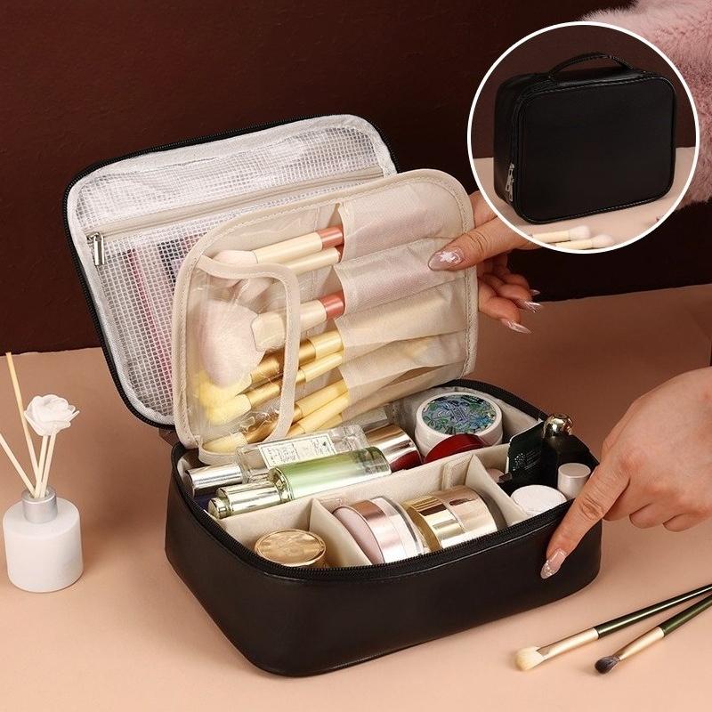 

Waterproof Large Capacity Cosmetic Bag Multi Layer Organizer Travel Toiletry Bag Portable Makeup Case for Women Carry On Handbag чорний