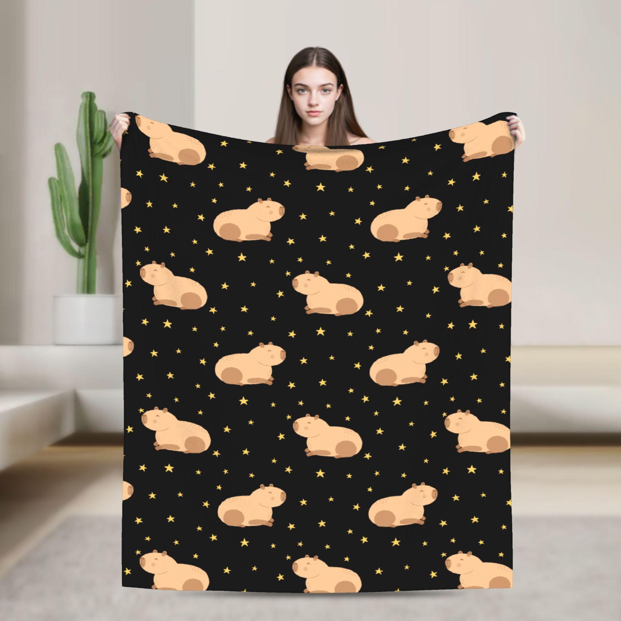 Capybara Cartoon Blanket Fleece Printed Multifunction Super Soft Throw Blanket for Bedding Bedroom Quilt 75X95CM