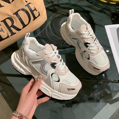 Fashion Women's Breathable Thick-soled Sports Shoes Unisex Lace-up Casual Sneakers Tennis Shoes Thick-soled Women's Shoe