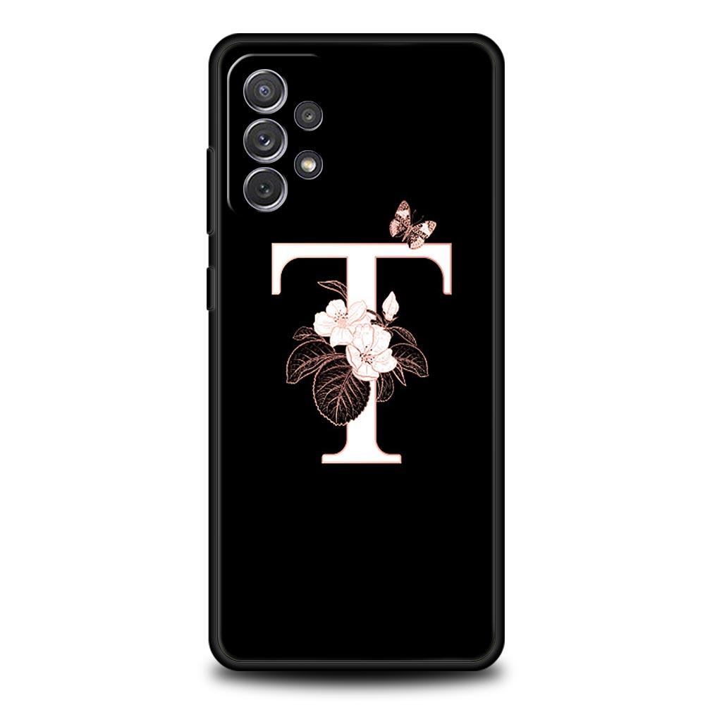 

Чехол для телефона Samsung Galaxy A13 A15 A17 A07 A21S A22 A23 A25 A31 A73 A32 A52 A52S A41 5G Мягкий ТПУ корпус Цветы Первая буква Samsung A23