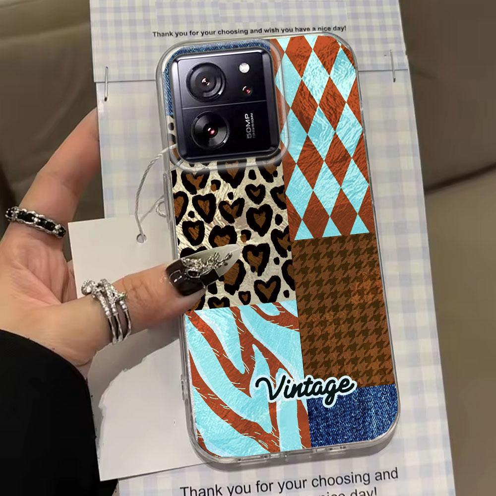 Vintage Blue Leopard Print Phone Case for Xiaomi 13T 14T 11 Lite NE Poco X5 M6 Pro X6 X7 X3 Pro NFC C65 C61 M5S Women Girl Cover
