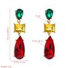 Women's Colorful Rhinestone Earrings Waterdrop Glass Crystal Shiny Personalized Long Drop Earrings