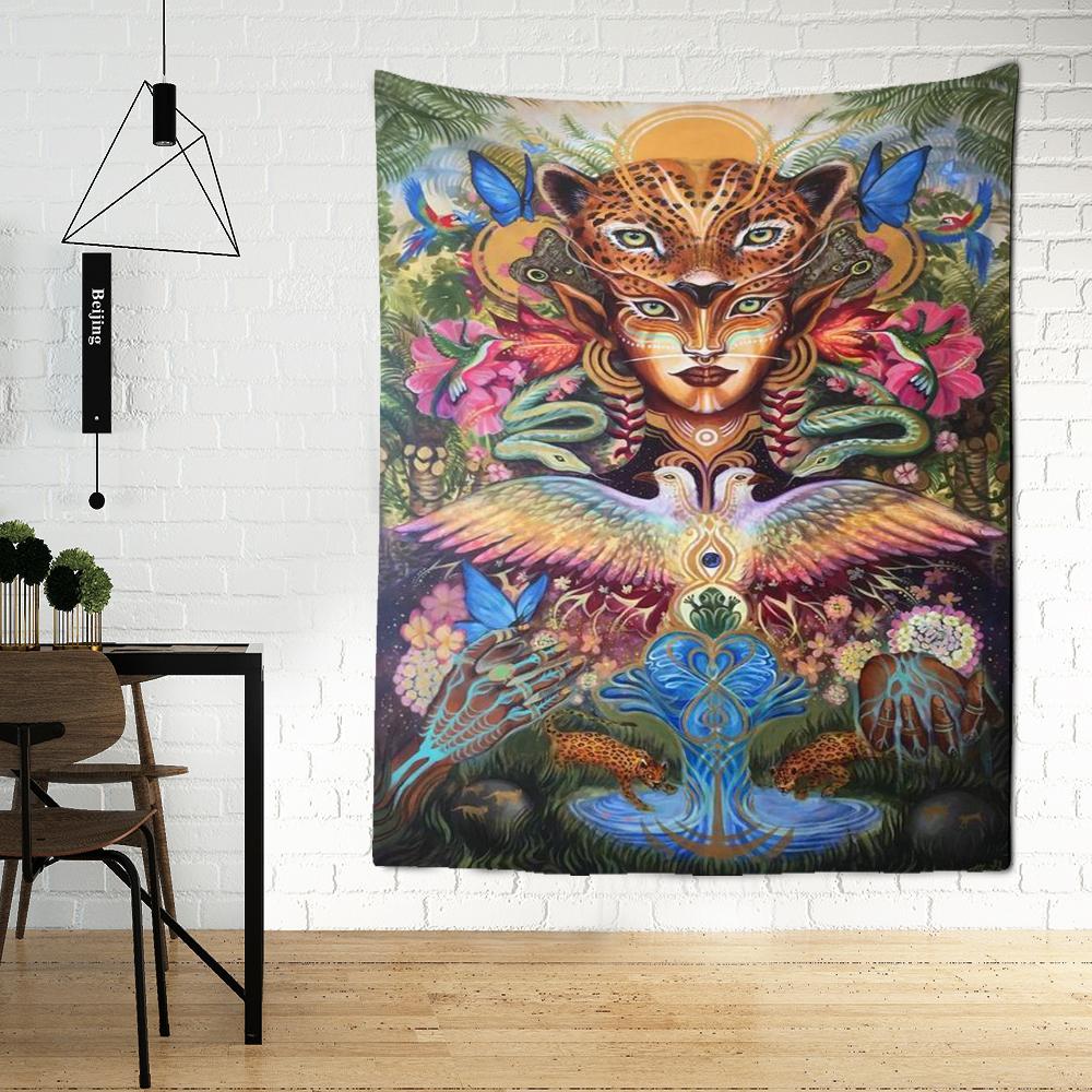 Abstract Leopard Head Tapestry Wall Hanging Psychedelic Witchcraft Tropical Scenery Living Room Bedroom Home Decor