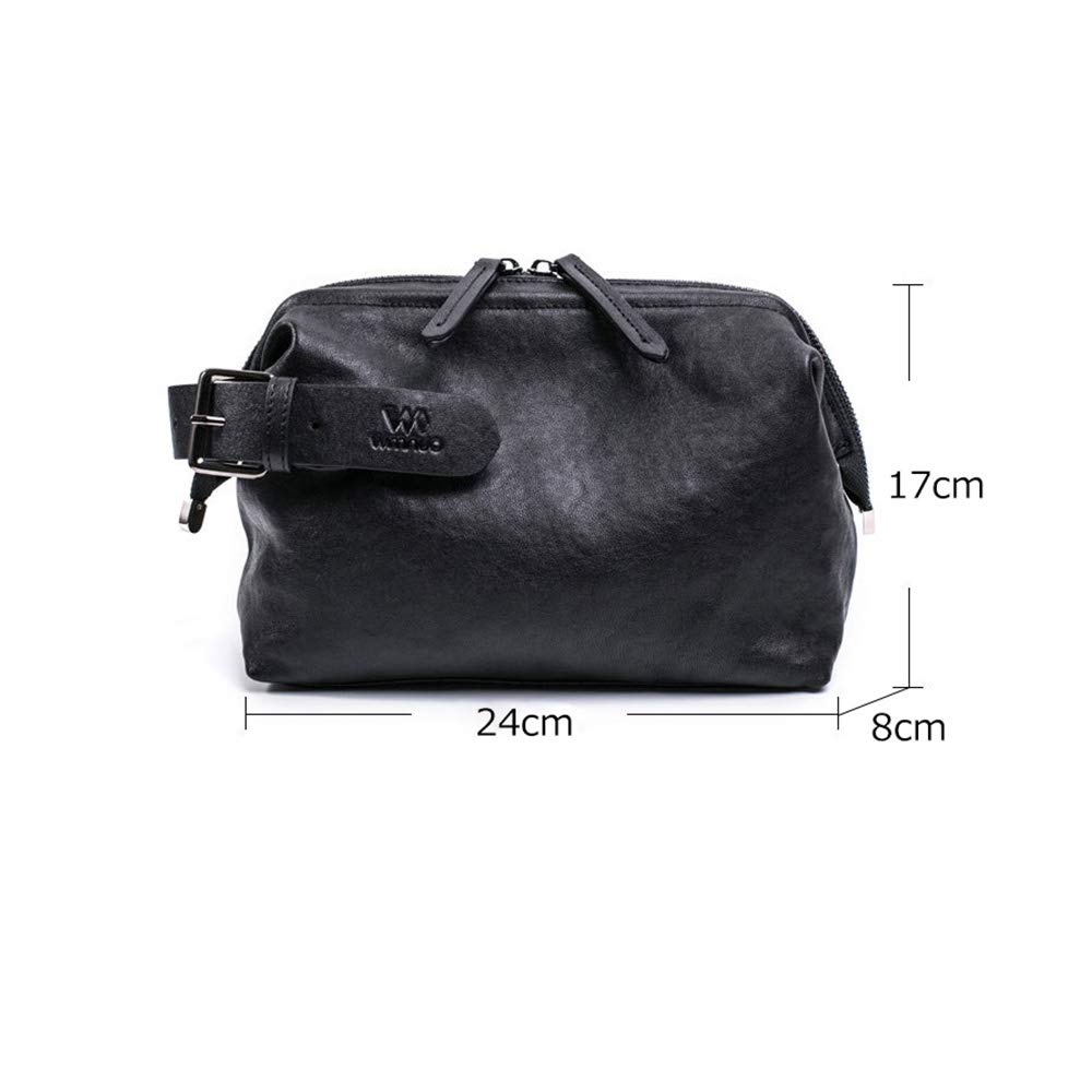 Handle Cowhide Leather Second Bag Bag Clutch Bag Small Double Zipper Thick Genuine Leather Wedding Bag Formal Business Ceremonial Bag for Men Cowhide