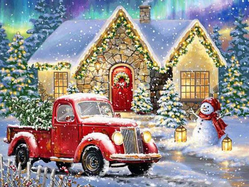 

Рождественский дом Красный грузовик Алмазная картина Новые поступления Санта-Клаус Diy Полный квадратный круглый дрель Стразы Вышивка Собаки Мозаика Наборы для вышивки крестом Square drill 40x50cm