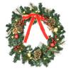 60cm Pre-Lit Artificial Christmas Door Wreath Holly LED Decor Pine Cones Hanging Glittered Festival Indoor Decoration