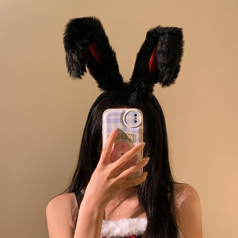 Bandas para el pelo de felpa con orejas de conejo largas para niñas, accesorios para la cabeza, diadema, accesorios para vestido, mujer, niña, cosplay, lolita, cosplay, accesorios para el pelo