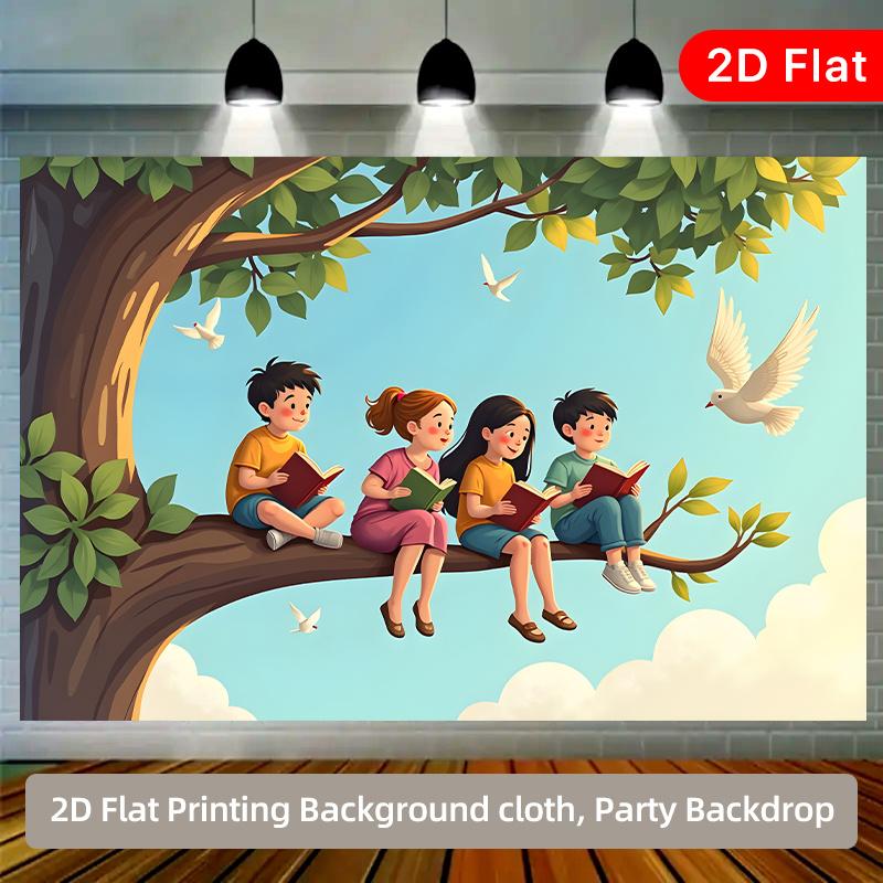 2D Plane Tree Reading Indoor and Outdoor Party Banner Suitable for Birthday Wedding Ball Party Polyester