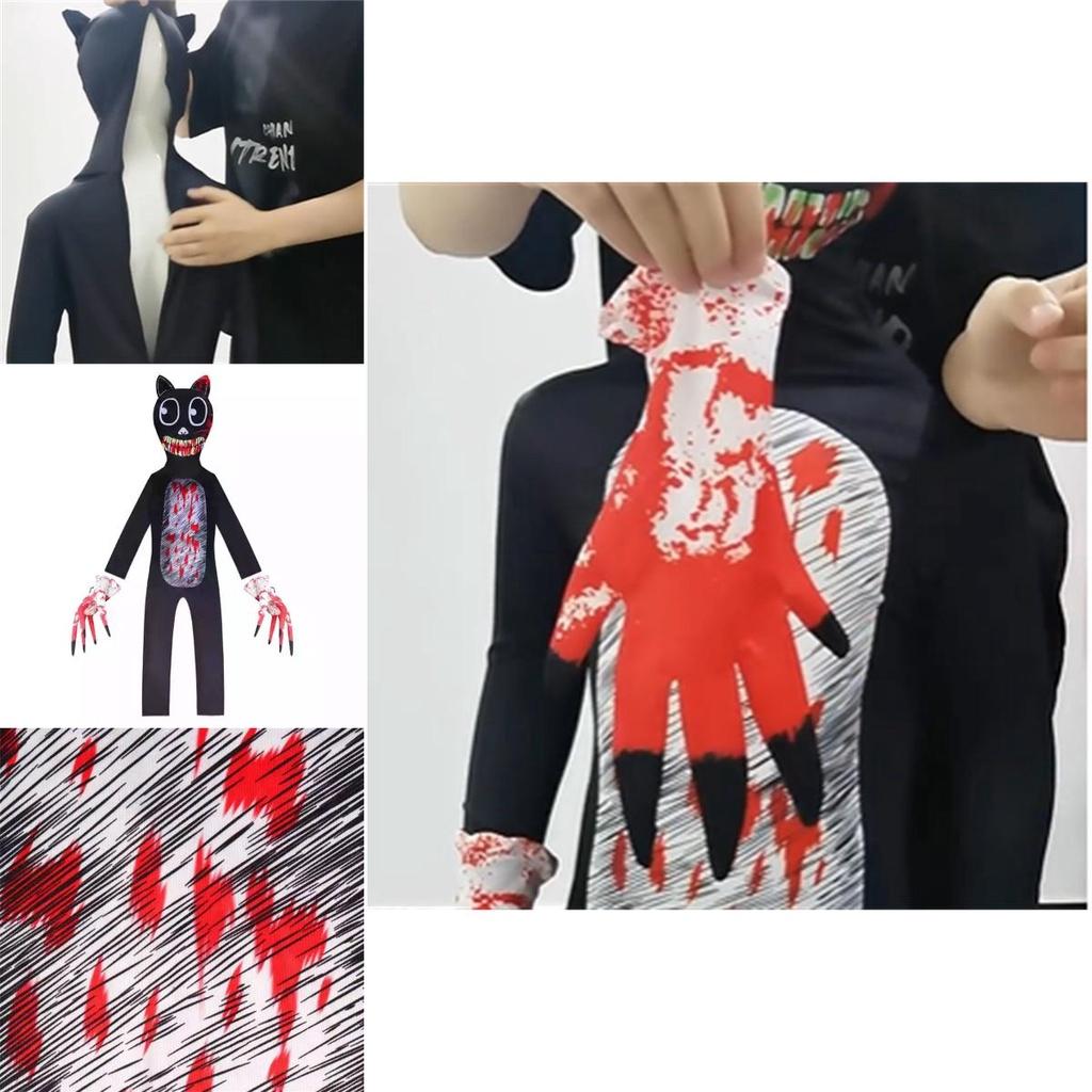 Halloween Performance Costume Sirenhead Cartoon Cat Bodysuit Set For Children Cartoon Cat Theme