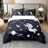 Kids Bedding Decorations, Full Size Astronaut Space Suit Pattern for Boys, Starry Sky Comforter Cover 3 Pcs with 2 Pillow Sham