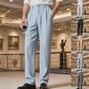 Men's Linen Loose-Fit Breathable Minimalist Casual Striped Straight-Leg Suit Trousers