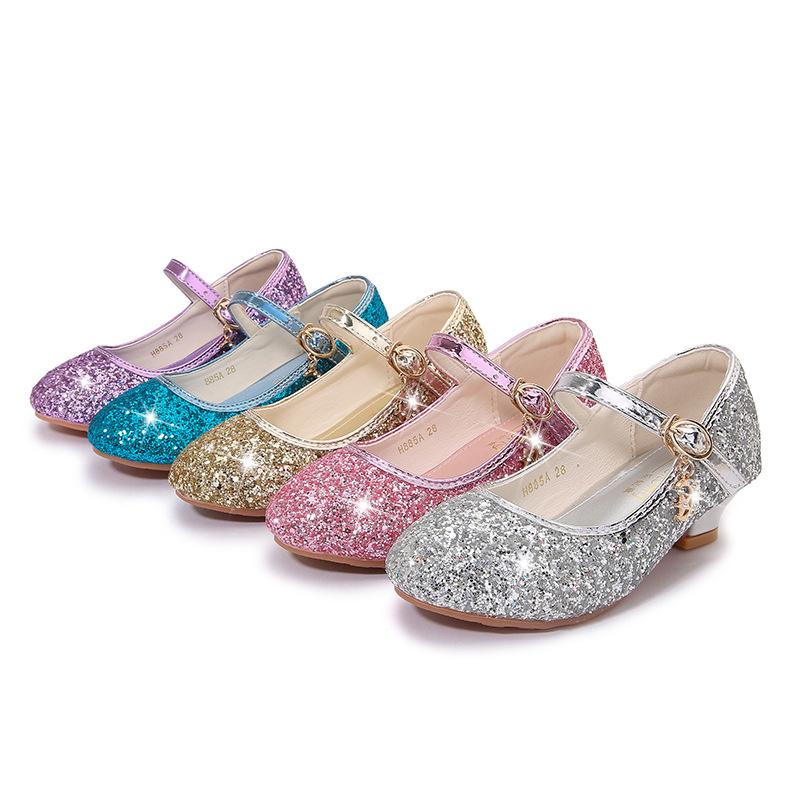 Children's High Heels Spring and Autumn Fashion New Princess Shoes Student Performance Single Shoes for Big Kids Girls Small Leather Shoes