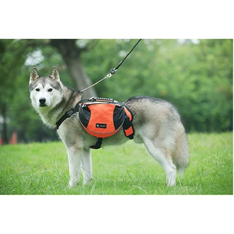 Pet Outdoor Backpack Large Dog Reflective Adjustable Saddle Bag Harness Carrier for Traveling Hiking Camping Safety