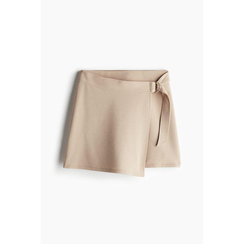 

HM Женская одежда Повседневные брюки Осень Высокая посадка Прямые штанины Металлическое кольцо Клетка Тип шорт-одеяла для живота 1236232 Beige 155/64