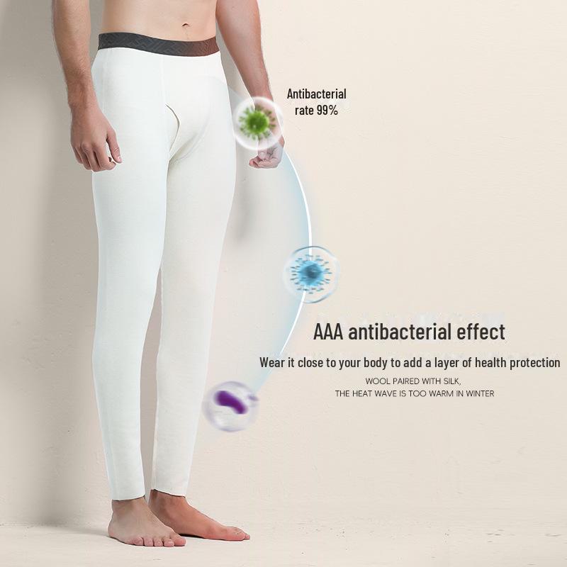 Ultra-Soft & Warm Men's Silk Wool Velvet Seamless Leggings for Autumn & Winter