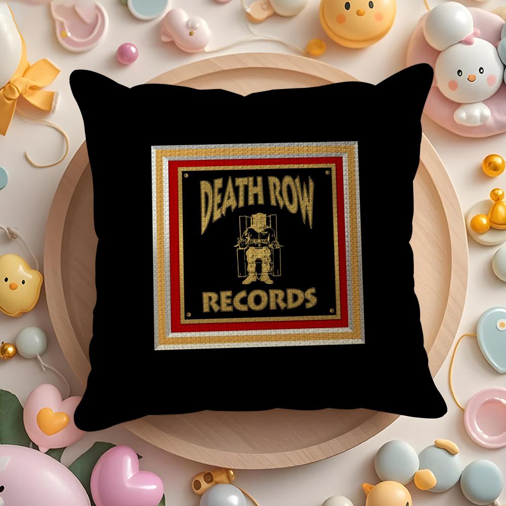 D-Death Row Records Cushion Cover Linen Organic Fabric Double-Sided Printing Breathable Pillow Case Sofa Home Decor Gift