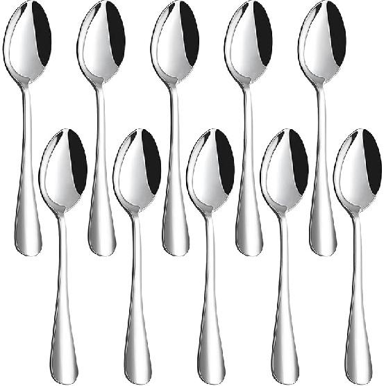 HANSGO Teaspoons Stainless Steel, 6 Piece Dinner Spoons Set 6.7 inches Dessert Spoons Use for Home, Kitchen or Restaurant