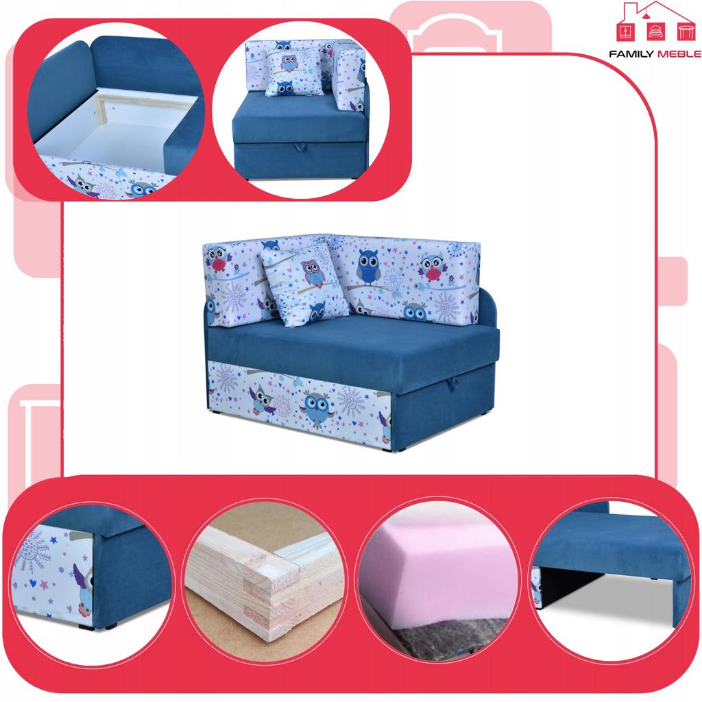 Children's Corner Sofa Bambino Extendable Container Bed Children's Mattress Kubuś