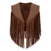 Women Cowgirl Costume Rhinestones Faux Suede Tassels Vest